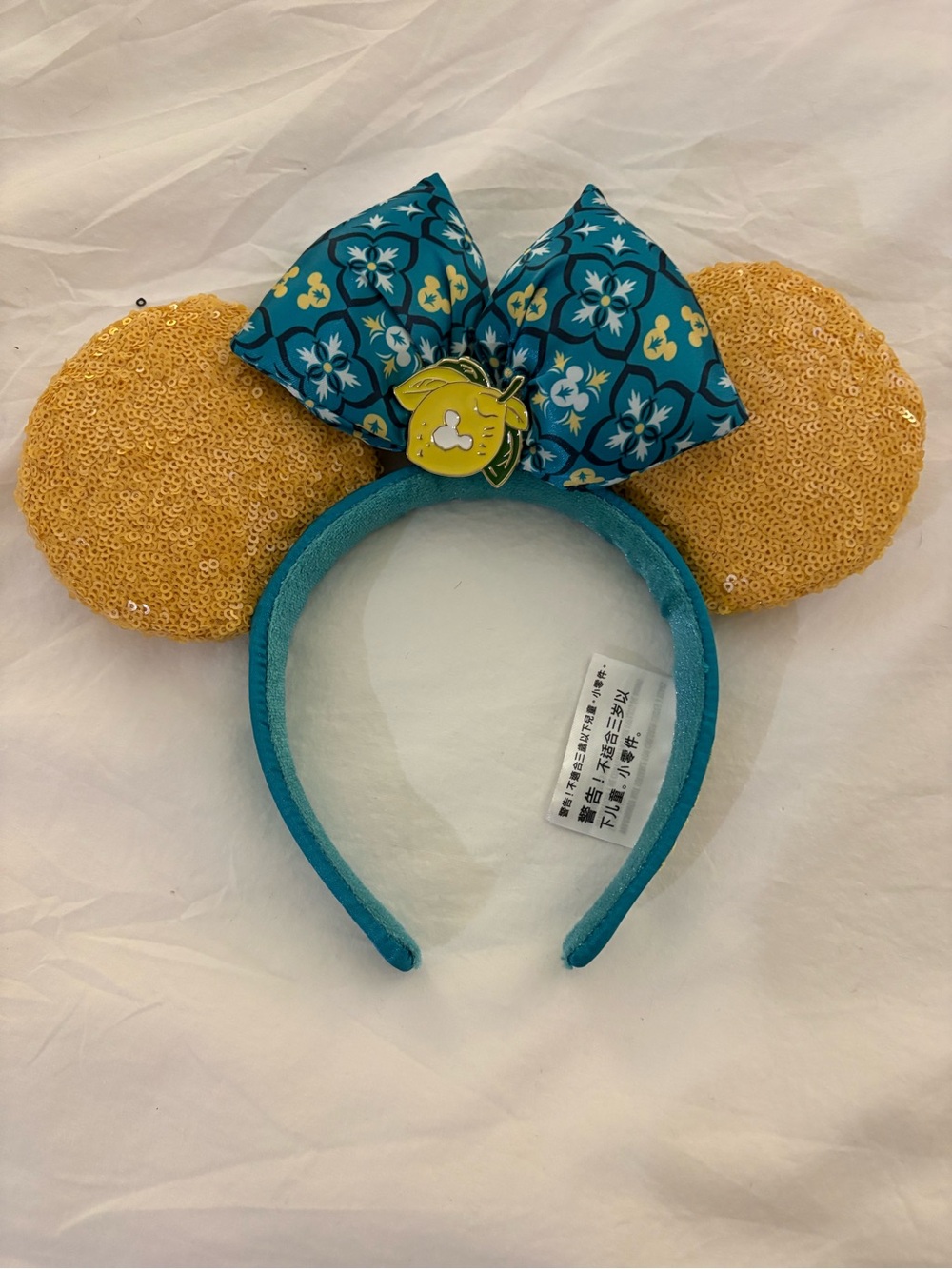 Disney Teal & Gold Sequin Minnie Ears Headband